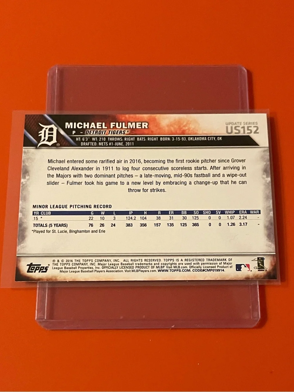 Michael Fulmer #US152 [Rookie] 2016 Topps Baseball Trading Card